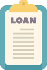 Clipboard showing loan application form icon, flat design