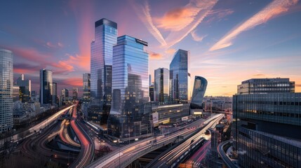 Fototapeta premium Paris Skyline at Sunset
