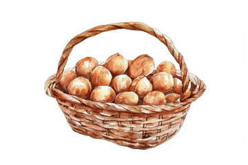 A woven basket filled with freshly baked bread rolls, showcasing a rustic and appetizing display of golden-brown treats.