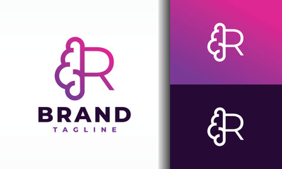 letter R brain logo