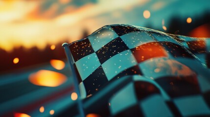Checkered Flag at Sunset