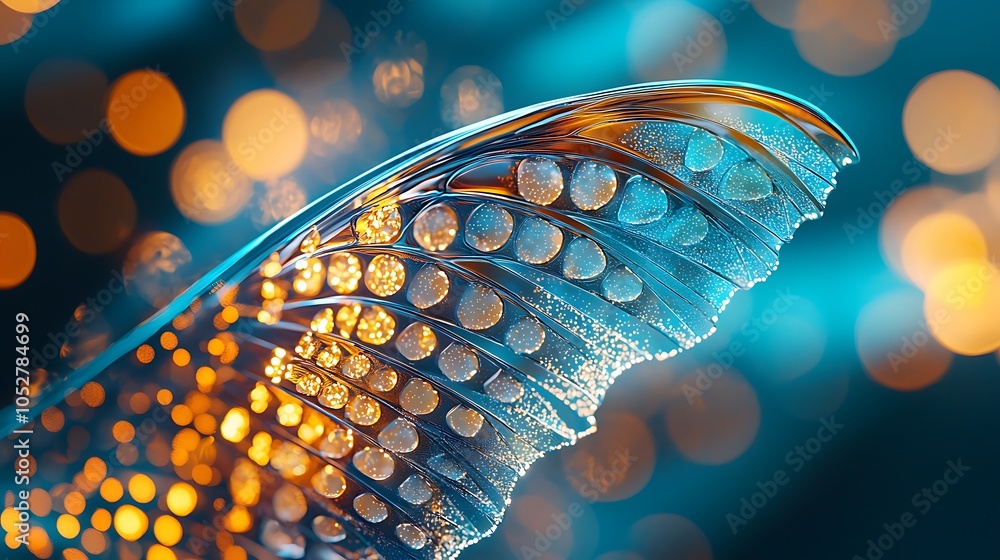 Poster microscopic image of a butterfly wing focusing on the intricate patterns and scales