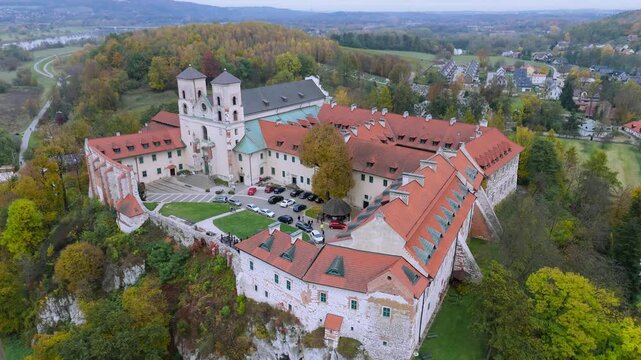 Aerial view of the historic Benedictine Abbey, Tyniec, Krak&oacute;w, Poland