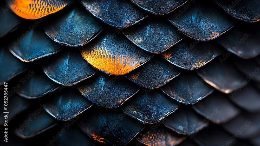 Aufkleber microscopic view of fish scales emphasizing the detailed patterns and structure