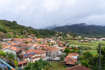Fototapeta premium Campo Do Geres Seen Near the Mountains in the Peneda Geres National Park
