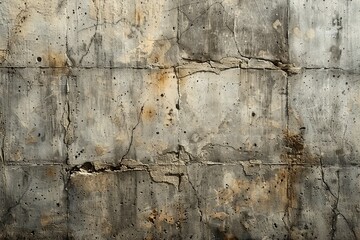 Obraz premium A close-up view of an aged, cracked concrete wall with stains and imperfections.