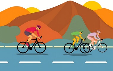 Obraz premium Abstract colorful road cycling sports race illustration