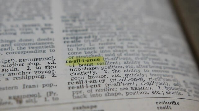 A man marks the word resilience definition on a printed page with a marker pen
