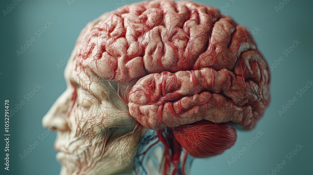 Poster exploring the four-tiered layered model of the human brain and its neural connectivity