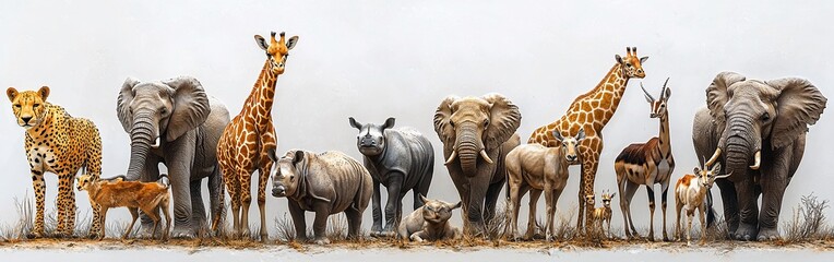 Obraz premium A diverse group of animals in a natural setting.