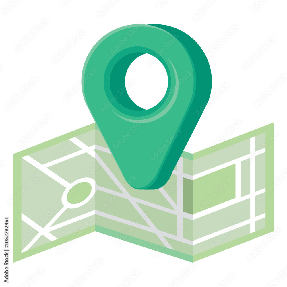 Poster map and navigation location pin