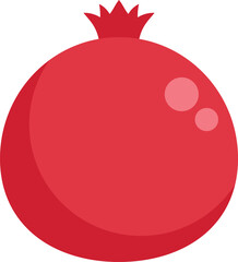 This minimalist vector illustration features a red ripe pomegranate fruit on a white background