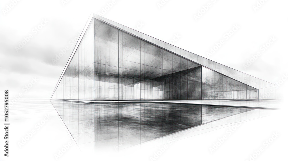 Aufkleber modern architectural structure with reflective surfaces and sharp angles.