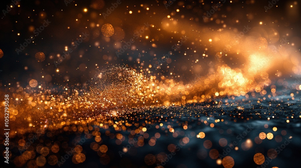 Poster a mesmerizing display of shimmering particles and light effects, evoking a magical atmosphere.