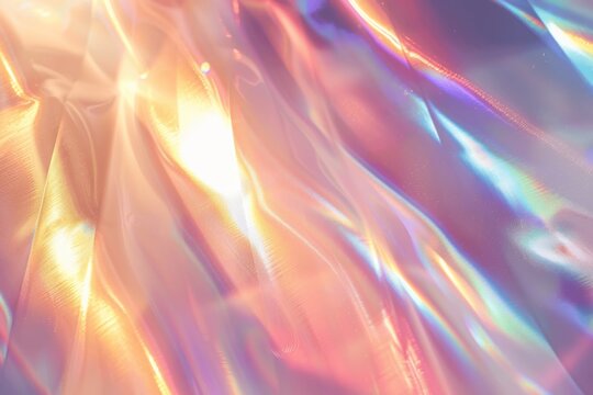 Abstract Light Effect Background with Rainbow Refraction through Prism on White Backdrop Holographic Texture