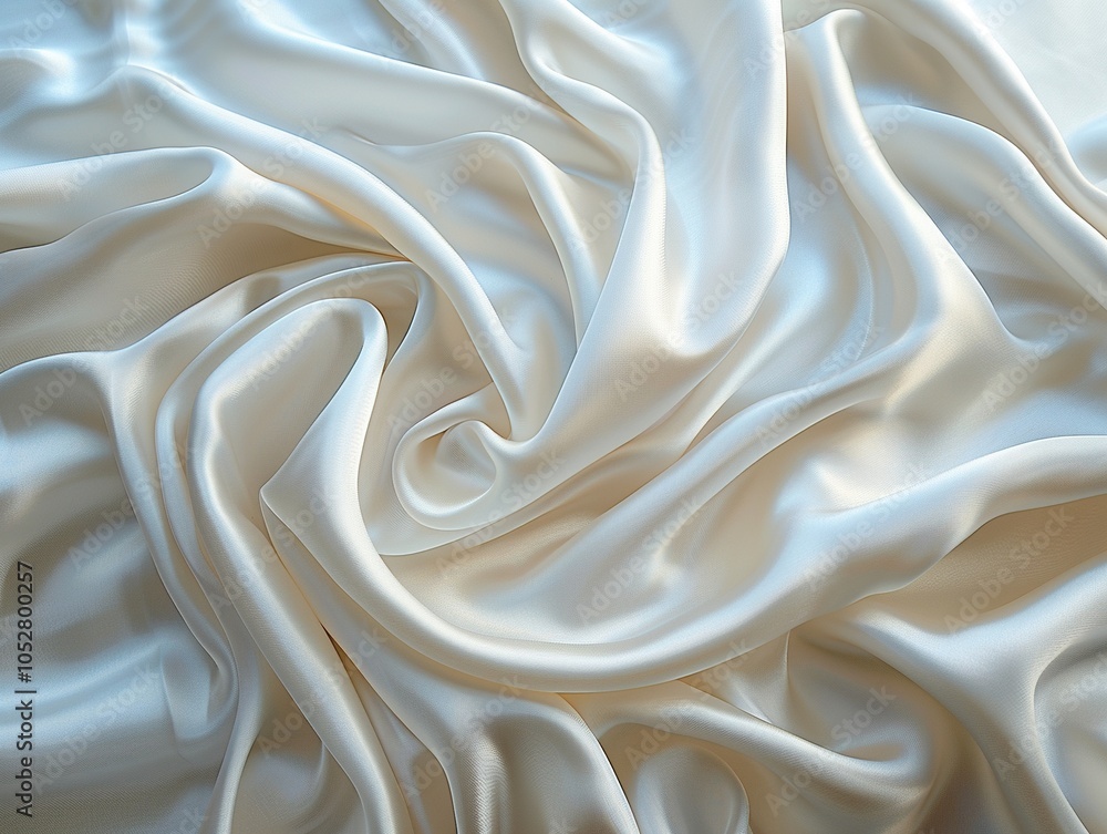 Poster a smooth, flowing fabric in a soft ivory hue, showcasing elegant draping and texture.