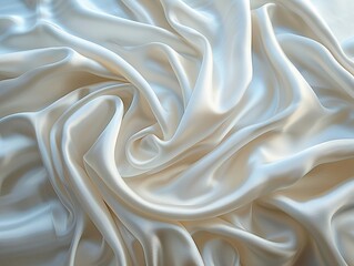 Obraz premium A smooth, flowing fabric in a soft ivory hue, showcasing elegant draping and texture.