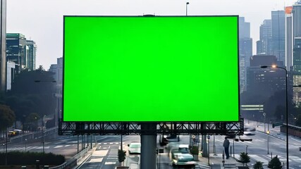 billboard display key - lapse green space large time screen copy Timelapse advertising template mock concept blank wide Chroma background signs white advertise promotion traffic sign direction roadsi