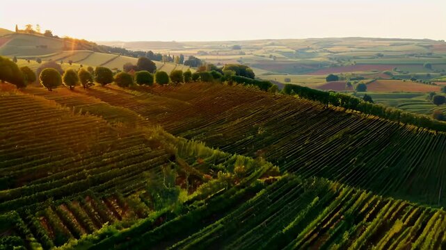 Fly lush rows vineyards aly&rsquo;s Chianti Classico region red grape vines nestled picturesque Tuscan landscape stunning aerial video vinery drone tuscany leaf vinification high agriculture