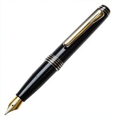 Naklejka premium Elegant black fountain pen on white isolated background