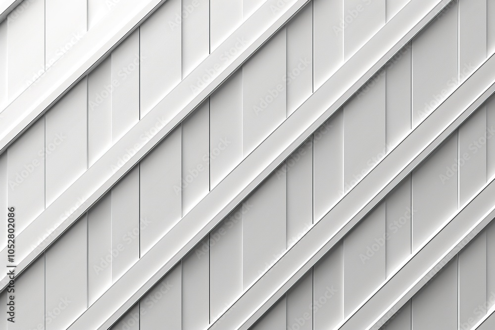 Poster a textured diagonal pattern of white panels, creating a modern and clean aesthetic.