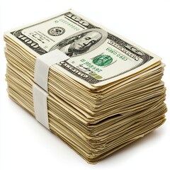 Stack of cash, white isolated background