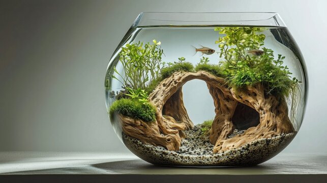 quarium with Shelters for Small Fish