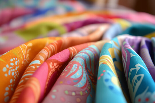 Vibrant rolls of textured fabric in a myriad of colors - Powered by Adobe