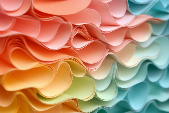 Fototapeta Vibrant paper waves in a colorful gradient texture