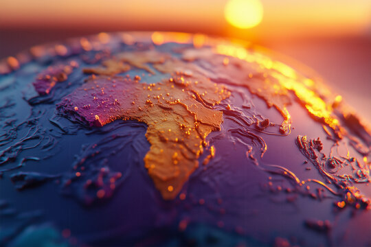 Close-up of sunlight illuminating a colorful globe