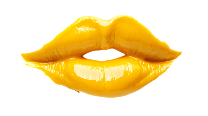 Lipstick Smears in Yellow on White Background,