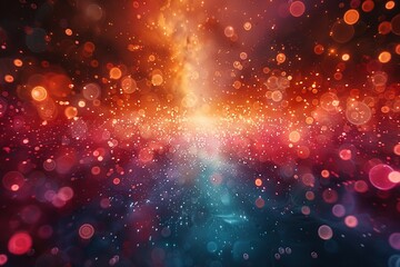 Fototapeta premium A vibrant cosmic scene filled with colorful lights and bokeh effects, suggesting depth and wonder.