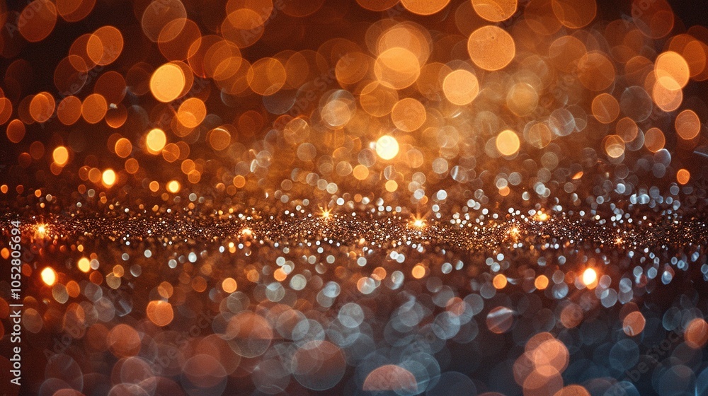 Poster a vibrant display of shimmering bokeh lights in warm hues, creating a festive atmosphere.