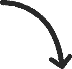 太いマジックペンで描いた手描きのシンプルな矢印