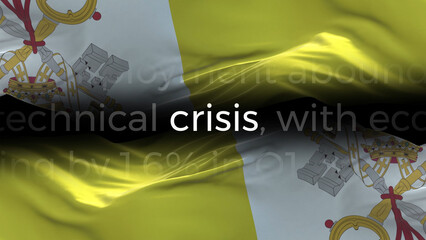 Vatican City Holy See flag - Waving flag on loop of economic news articles