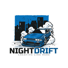 blue car racing on the city night © yusuf