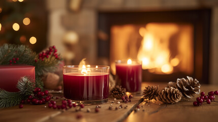 candles glowing on a festive dinner table