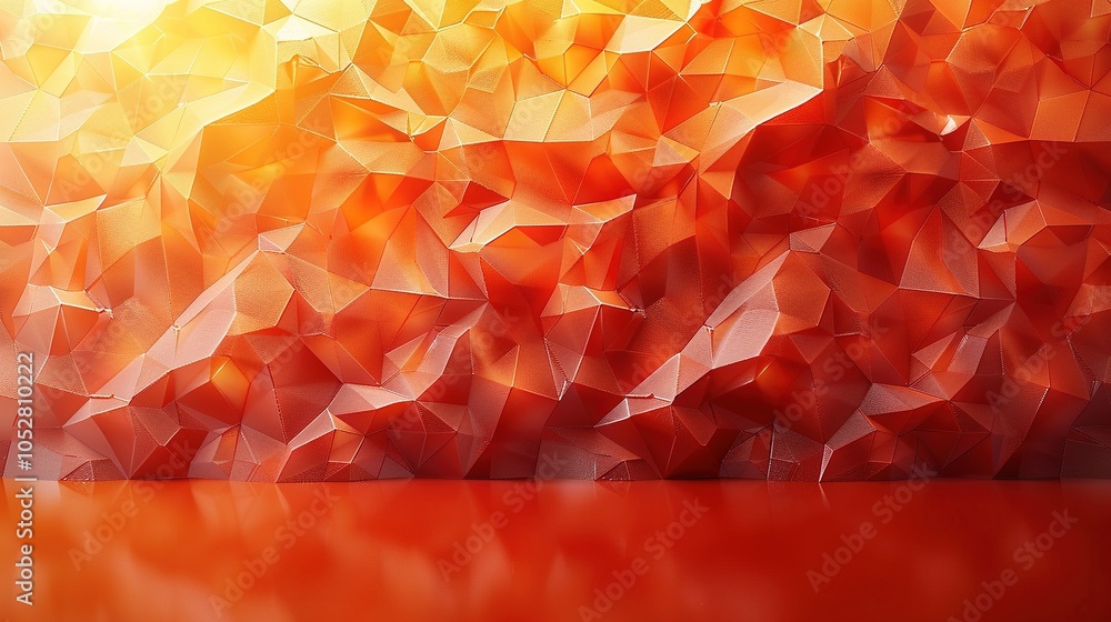 Poster abstract geometric background with warm colors and faceted texture.