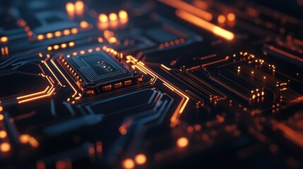 Obraz premium Circuitry, Motherboard, Processor, Technology, Digital