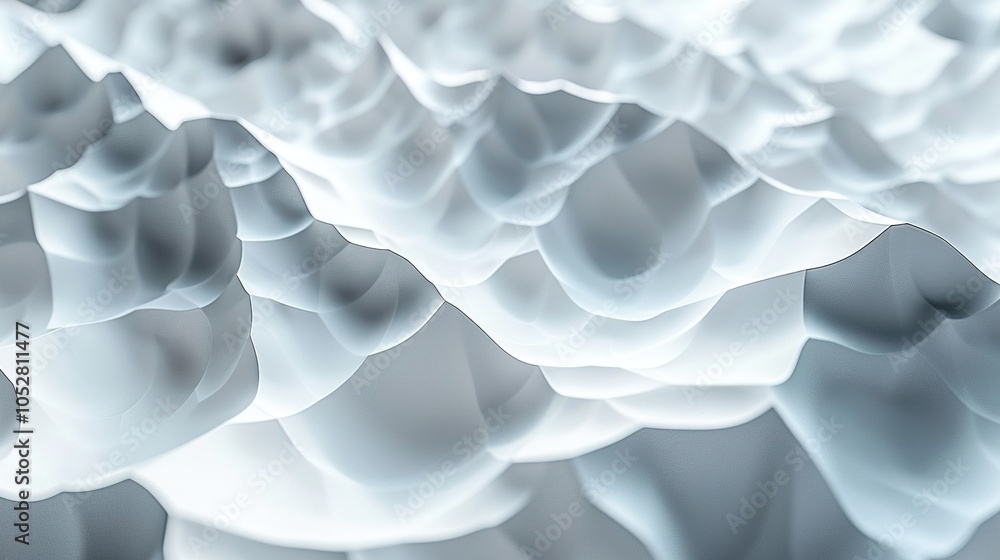 Poster abstract representation of soft, undulating forms in a light color palette.