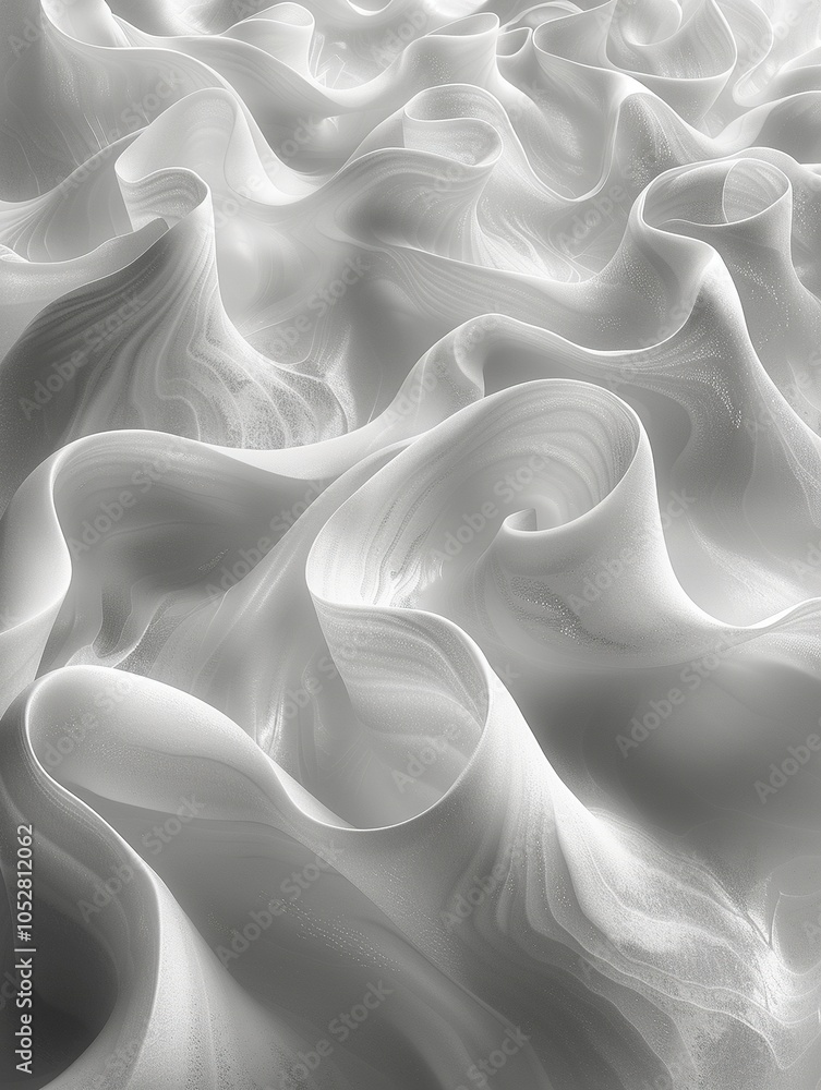Poster abstract swirls of translucent material creating a soft, flowing texture.