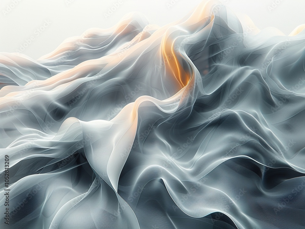 Poster Abstract waves of flowing fabric in soft colors, creating a serene and dynamic visual effect.