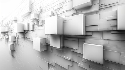 Abstract white cubes on a textured surface, creating a modern, minimalist design.