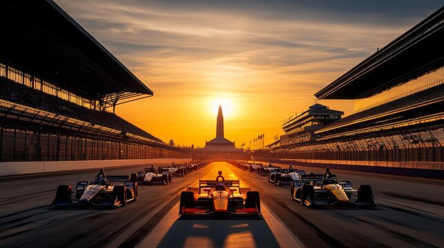 IndyCar Racing Cars Sunset Grand Prix Race Track