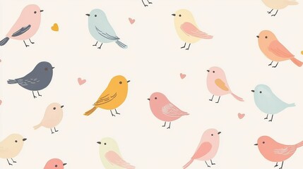 A charming illustration of colorful birds on a soft background, perfect for whimsical designs and nature-themed projects.