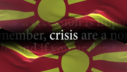 Macedonia flag - Waving flag on loop of economic news articles