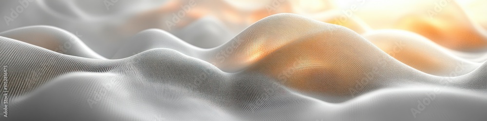 Poster soft, undulating waves with warm light creating a serene atmosphere.