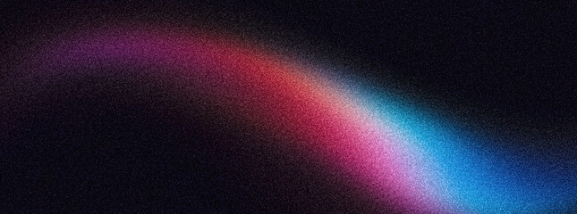 Dark blue red black abstract grainy background, glowing vibrant color gradient wave shape, noise texture poster header banner wallpaper cover design