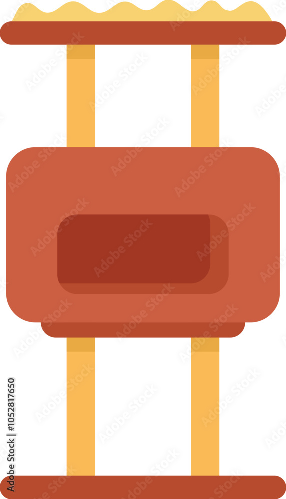Poster cat tree with scratching post and platform for playing, isolated on white background