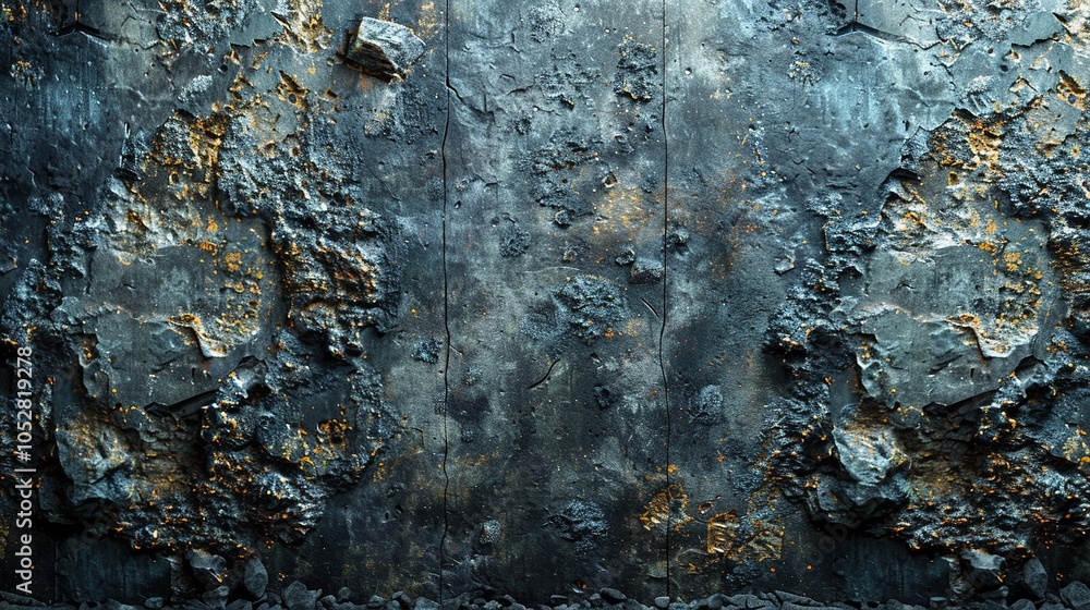 Poster textured wall with rough surfaces and rust, ideal for backgrounds or design elements.